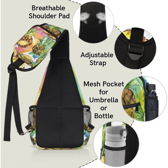 Women Pineapple Mini Crossbody Shoulder Chest Small Backpack for Travel Hiking main image 4